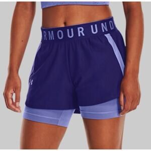 Under Armour Women’s Play Up 2-in-1 Shorts Blue Size S Activewear Running Loose